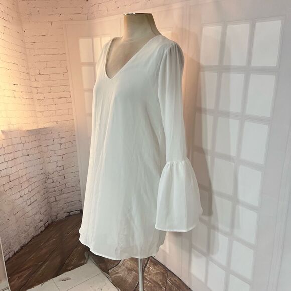 Lulu’s Far Wanderings Ivory Long Sleeve Shift Dress size small - Picture 7 of 14